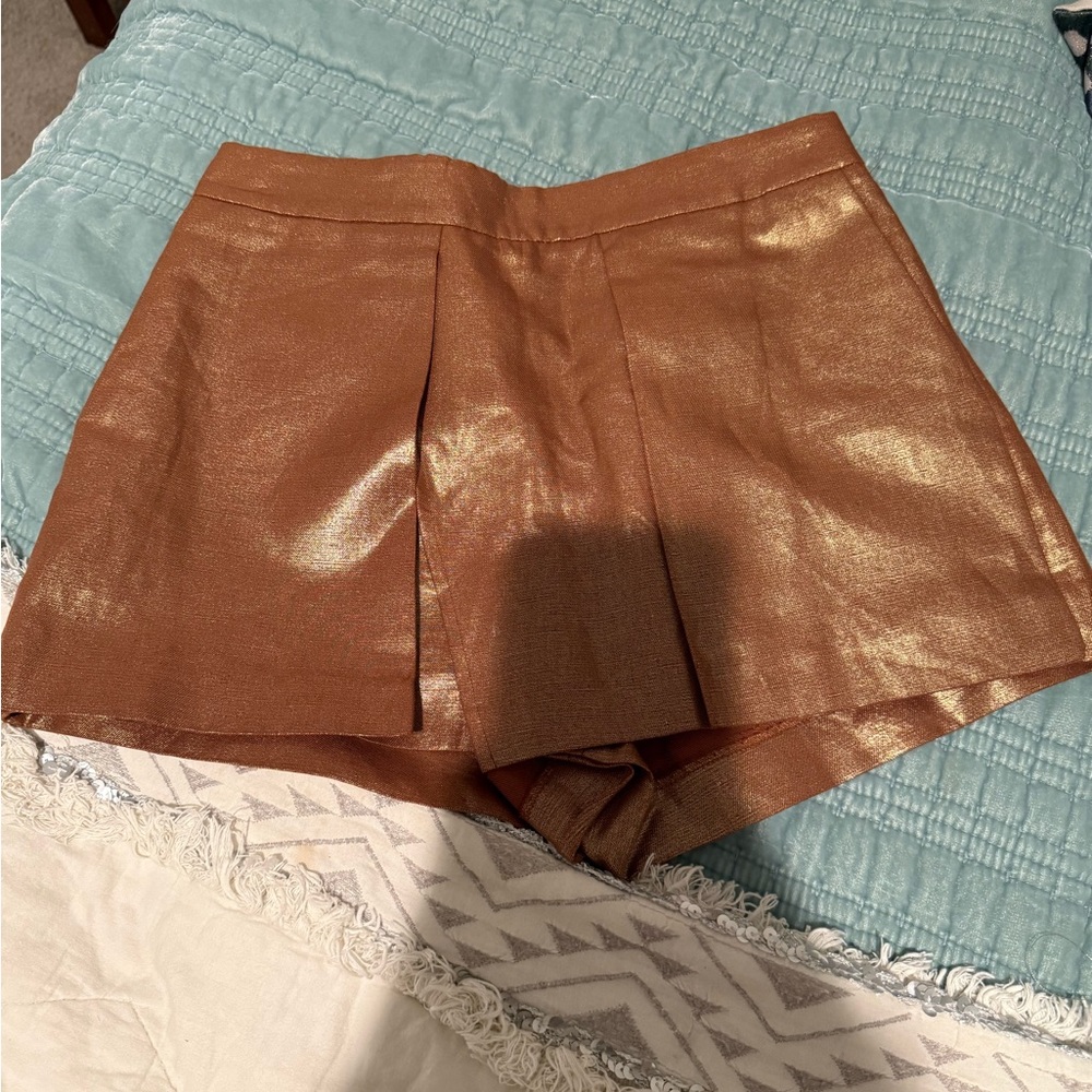 J. Crew Metallic Copper Mini Skirt